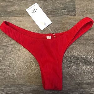 Red bikini bottoms ribbed from White Fox